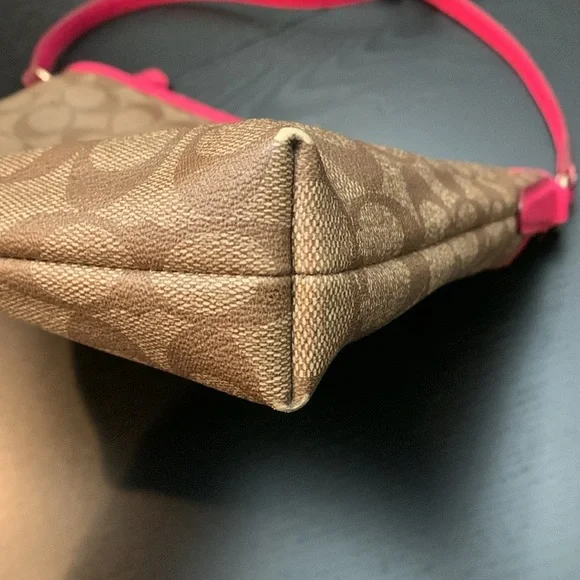 Coach F34938 signature file crossbody brown/khaki/pink and gold metal - Picture 7 of 9